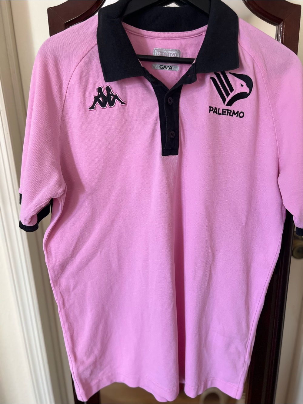 Kappa Palermo Kids Pink Polo with Black Collar and Trim